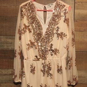 Rose Gold sequin romper Charlotte Russe brand